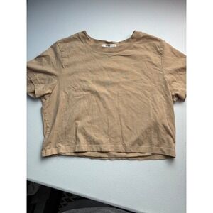 Cotton On The Baby Womens Crop Top Short Sleeve Beige Casual T-Shirt‎ L